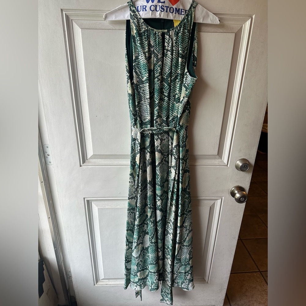 Tahari Green Snake Print Maxi Dress